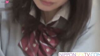 NipponSexTV.com - Horny japanese schoolgirl solo tight pussy fingering on voyeur tape