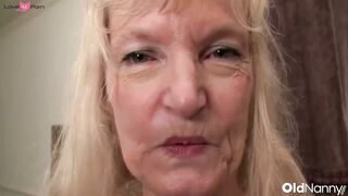USA Granny Cindy Pleasures Her Hairy Pussy with Toy