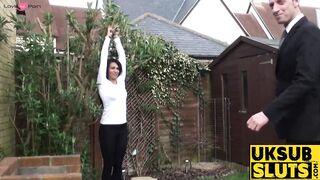 UKSubSluts.com - Inked sub Louise Kay gets ripped and penetrated in backyard by domin