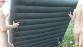 Salacious blonde russian hottie Valeria blows and fucks