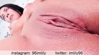 Big Boobed Hispanic deepthroats vibrator and finger fuck butthole