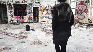 Blonde Lady Walks Then Hangs Her Legs While Sitting