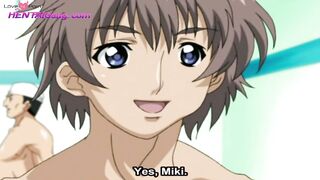Busty Hentai Slut Seduces Young Boy at Public Pool