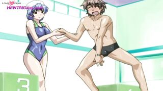 Busty Hentai Slut Seduces Young Boy at Public Pool