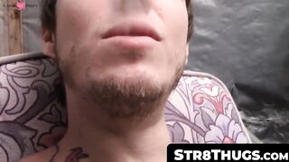 Str8Thugs.com - Tattooed young straight guy's solo long meaty rod jacking off and cum