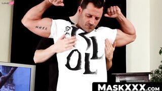 MaskXXX.com - Post-blowjob vigorous masturbation by a buff stud