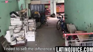 Young Latino sucks dick then gets bareback creampie