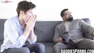 Bearded daddy drills twink raw after sloppy blowjob