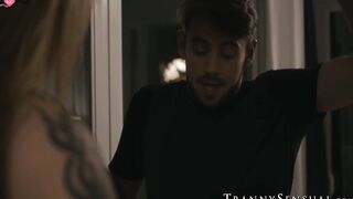 Trans stepmom Eva Paradis sucks Dante Colles dick then rides him raw