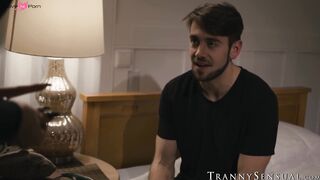 Trans stepmom Eva Paradis sucks Dante Colles dick then rides him raw