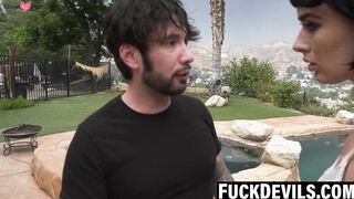 "Hair-Raising Passion: Busty Brunette Fucked Hard By Monster Dick"