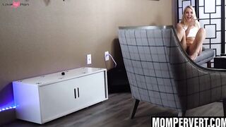 Babe with big tits spits and sucks like a one's watching