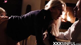 Amber Jayne and Kitty Li indulge in threesome fun with George Uhl