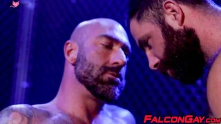 Bearded Jake Nicola services Drew Sebastian and rides his giant dick