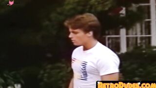 RetroDudes.com - Long haired studs moan during kinky jerk off and kissing