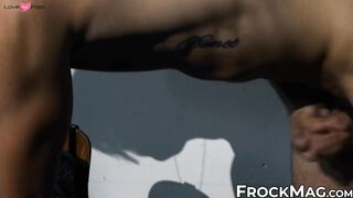 Gorgeous Ben Masters shoots creamy loads on his boss after stroking his thick rod