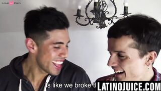 Adorable Latino duo breeds rough before POV facial