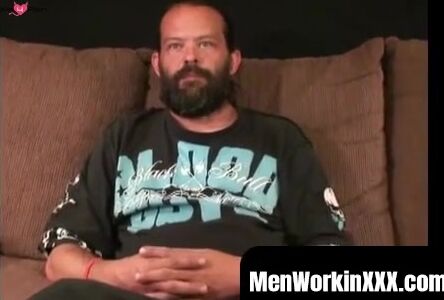 MenWorkinXXX.com - Hung mature bearded daddy tugs his big fat cock harshly and vigoro