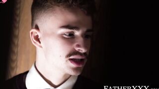 FatherXXX.com - Religious twink's raw, hardcore ride on a priest's cock after a seduc