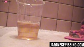 Japanese babe gets playfulness with her cat after pissing