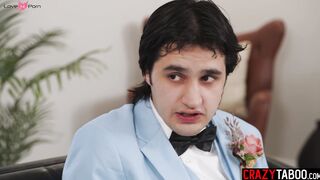 Big tits bombshell fucks younger guy