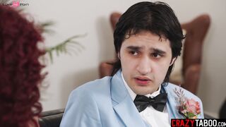 Big tits bombshell fucks younger guy