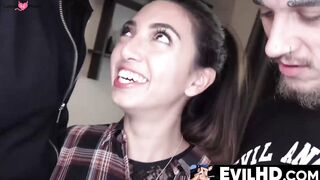 EvilHD.com - Young babe takes on double penetration with fat cocks inside her tight h