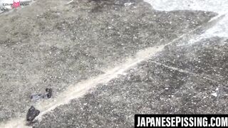 Embarrassed Japanese babes caught peeing