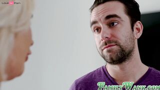 Busty stepmom sucks stepsons big boner and gets drilled deep