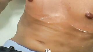Single stud worships his own toes and feet and masturbates