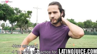 Athletic Latino discovers gay side through bare sex and facial