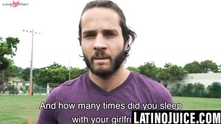 Athletic Latino discovers gay side through bare sex and facial