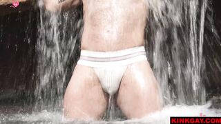 Johnny Ford face fucks Nicholas RYder before attaching stones to his balls