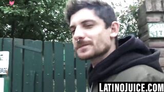 Pierced boy sucks cock POV then takes outdoor bareback