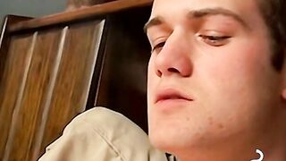 Smoke and stroke fun with magnetic  twink at midnight