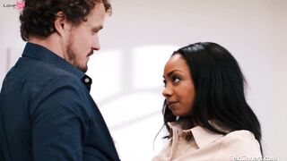 Ebony wife cheats with husbands stepbro