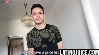 Latino slut cums while riding thick uncut cock