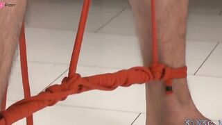 Mistress plays with ass slave