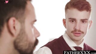 FatherXXX.com - Obedient twink's raw anal awakening after religious play with sacred