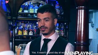 Hunk Bruno Max and Jonathan Miranda taste each others ass at the bar