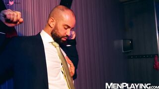 Hunk Bruno Max and Jonathan Miranda taste each others ass at the bar