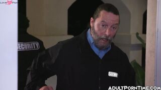 Charlie Forde fills her tight hole with security officers huge dicks