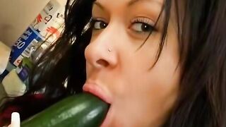 Vegetable-Fetish Babe's Sensual Vibrator Play - Amateur Pornstar Wife Fucks Herself For You!