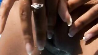 Teenage Watergoddess Solo-Masturbation Session in Public Outdoors by Riverbank