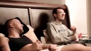 "Amateur Couple Jerk Off Together In Cheap Motel Room For Webcam Audition"
