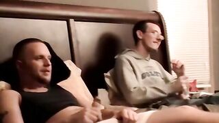 "Amateur Couple Jerk Off Together In Cheap Motel Room For Webcam Audition"