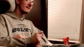 "Amateur Couple Jerk Off Together In Cheap Motel Room For Webcam Audition"
