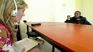 Cutie hot Venus getting interracial anal into office