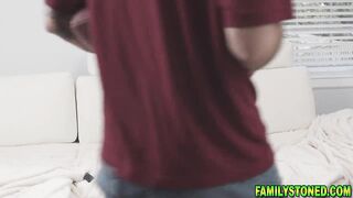 Stepbrother whips out his penis and stepsister Aria Kai suck