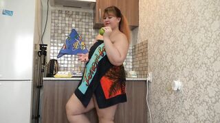 Green apple into huge unshaved snatch vaginal fisting and gaping
